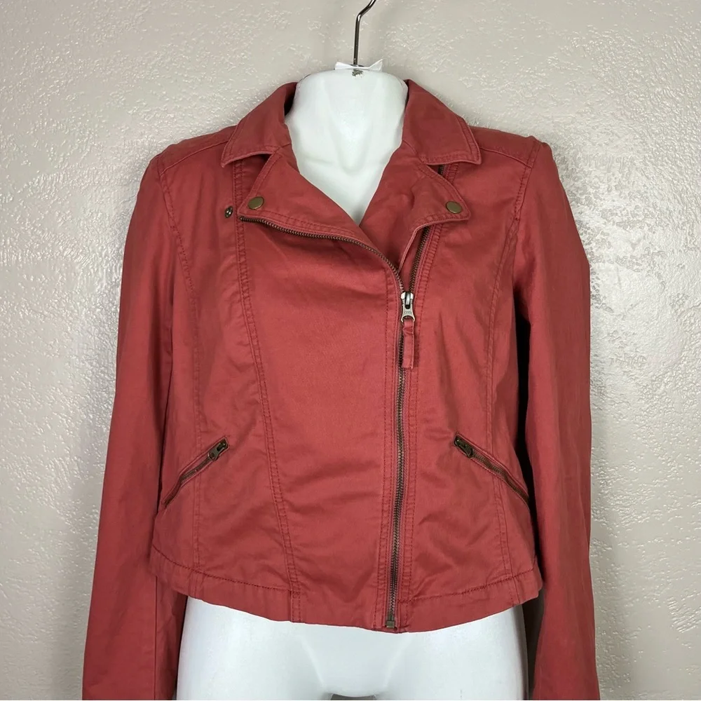 Ann Taylor Loft Moto Jacket - Rust‎ long sleeve full zip size M